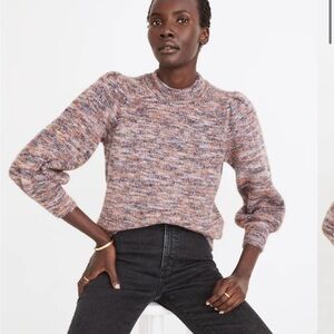 Madewell Space-Dyed Eaton Puff Sleeve Pullover Sweater
